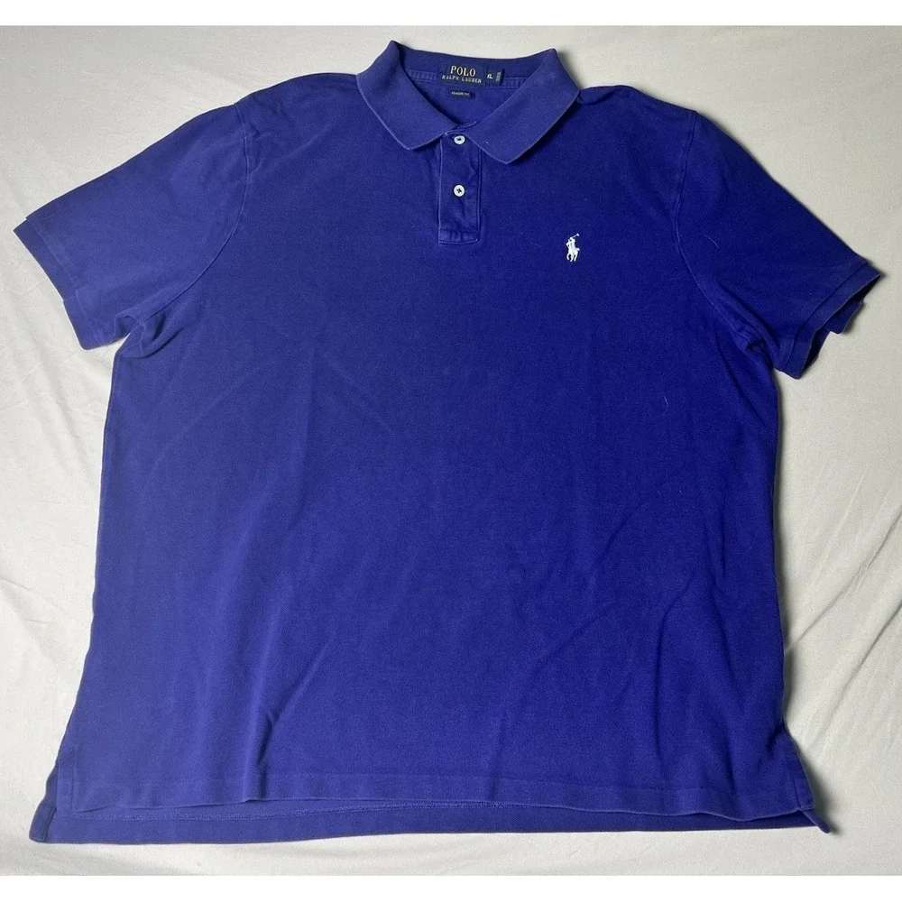 Polo Ralph Lauren Men's Cotton Polo Shirt XL Navy Blue Preppy Classic Fit Y2K